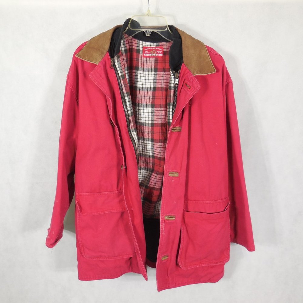 VTG Marlboro Country Store Red Barn Jacket Leather Collar Men’s Size S